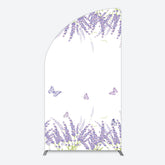 Aperturee - Aperturee Lavender Spring Butterfly Cute Wedding Half Moon Arch Backdrop
